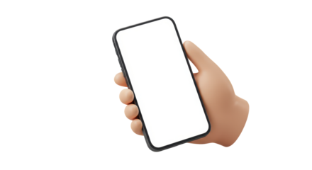 Holding Smartphone: A hand delicately holds a sleek smartphone with a blank screen, highlighting its potential for communication and connection.