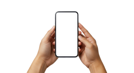 Mobile Device Interaction: A person's hands delicately cradle a sleek, modern smartphone, ready for interaction.