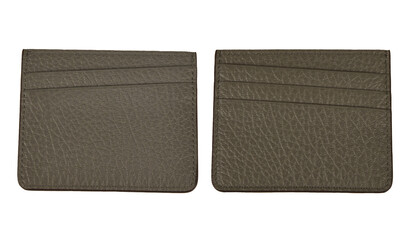 Set of Men's leather bifold wallet, Fashion purse handbag transparent background with clipping path, wallet from Stingray blank Skin, mockup your design all side view.