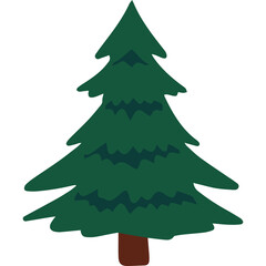 A Simple Green Fir Tree with Brown Trunk Isolated on a White Background With Transparent Background