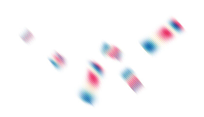 Motion blurred colorful gradient lines. Dynamic geometric art element.