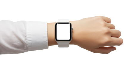 Smartwatch on Wrist: A wrist-worn smartwatch, displaying a blank screen, suggesting cutting-edge technology and seamless connectivity, symbolizing modern lifestyle.