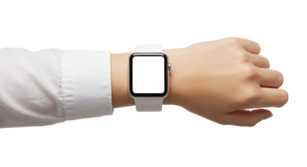 Smartwatch on Wrist: A wrist-worn smartwatch, displaying a blank screen, suggesting cutting-edge technology and seamless connectivity, symbolizing modern lifestyle.