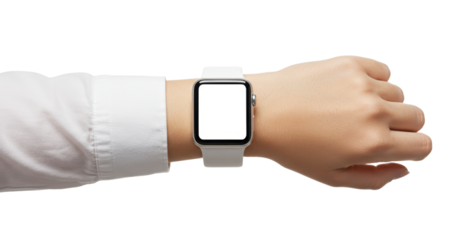 Smartwatch on Wrist: A wrist-worn smartwatch, displaying a blank screen, suggesting cutting-edge technology and seamless connectivity, symbolizing modern lifestyle.