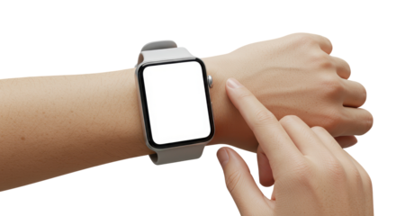 Wrist Wear Tech: A close-up shot captures a person interacting with a sleek smartwatch, highlighting the device's screen and user interface.