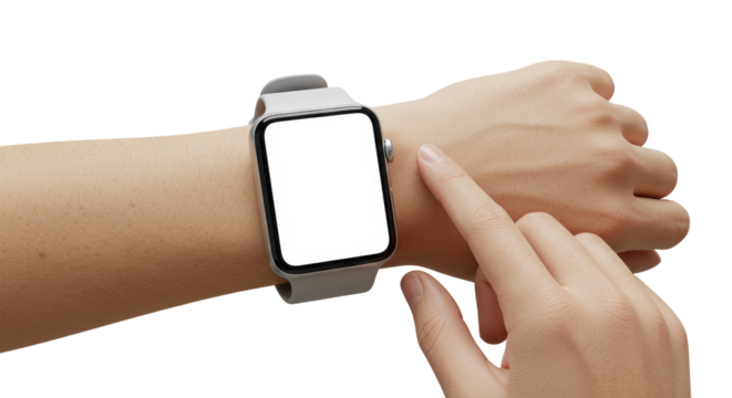Wrist Wear Tech: A close-up shot captures a person interacting with a sleek smartwatch, highlighting the device's screen and user interface.