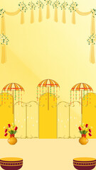 Wedding Invitation Haldi Yellow Decorative Indian Blank Card Background