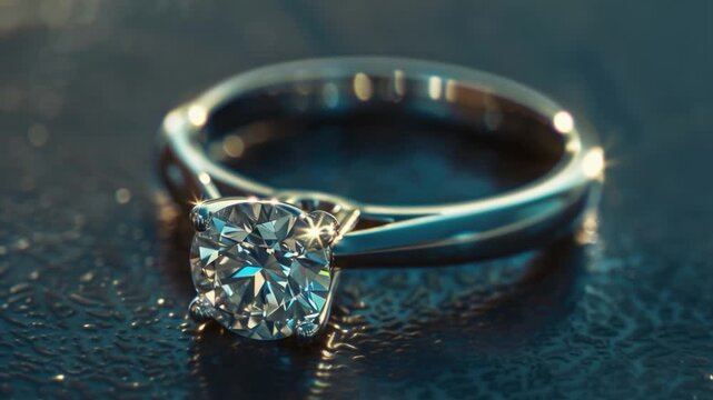 Video A detailed view of a beautiful diamond ring sitting on a table, perfect for jewelry or accessory