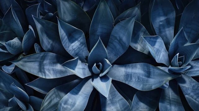 Video A close up shot of a plant with bright blue leaves, perfect for use in articles about unusual plants or as a decorative element
