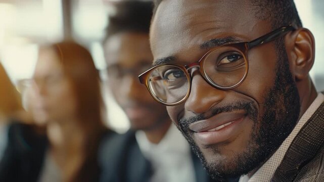 Video A man wearing glasses and a business suit with tie, suitable for corporate or professional use