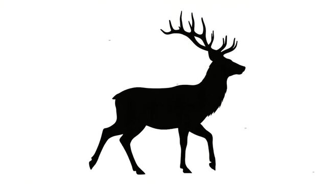 Black Stag Deer Silhouette Walking Animation Loop.