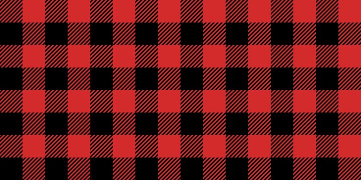 ​Classic red and black buffalo plaid seamless pattern, also known as lumberjack check or gingham. A cozy, rustic, and bold flannel textile background for seasonal and casual designs.