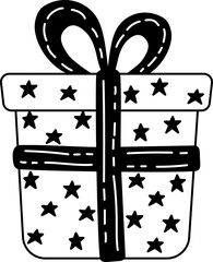 Solid Outline icon of a gift box with a ribbon