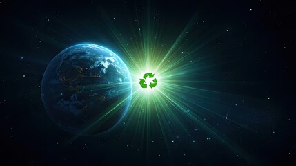 Obraz premium Eco-friendly Concept of Recycling with Earth Background and Light Rays