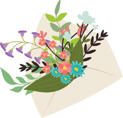 Floral envelope vector illustration on decorative spring background