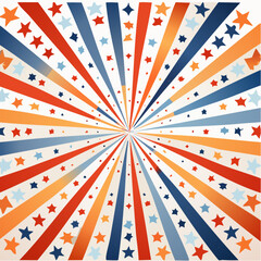 Patriotic starburst with red, white, and blue radiating lines conveying celebration, freedom, and vibrant energy - perfect for holiday designs!