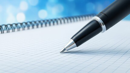Pen on notebook ideas under blue sky for creative planning capturing thoughts with pen notebook against serene blue sky