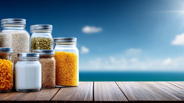 Breakfast cereals on rustic wood table healthy breakfast grains displayed on natural wooden surface