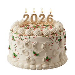 New Year Cake with '2026' candle for celebrate new year, new hope, start, happy new year, new year eve