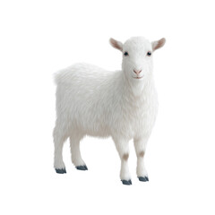 Fototapeta premium White goat farm animal livestock domestic goat fluffy fur standing full body side view isolated transparency background