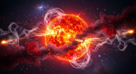 Fiery Celestial Event in Space.
