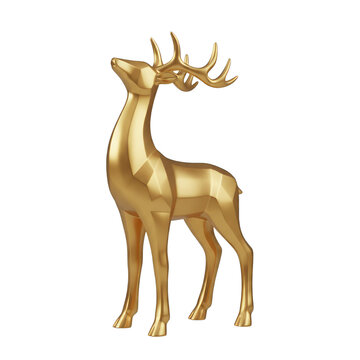 golden deer thropy on white background