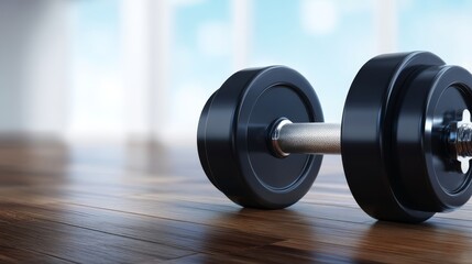 Fitness dumbbells workout equipment on wooden floor strength training dumbbells on wooden floor for effective workout