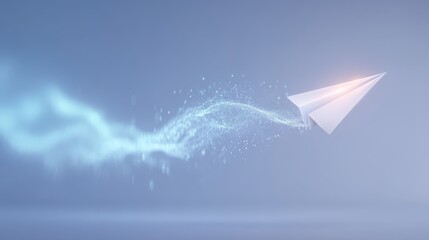 Flying paper airplane graceful craft in open sky journey handcrafted paper plane embarks on airborne journey through sky