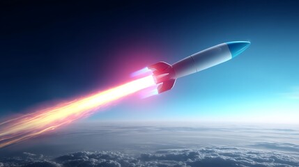 Jet flight bright light illuminates sky powerful jet flies through air brilliant light display