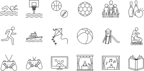 Hand drawn vector collection of travel icons, landmark silhouettes, and ecology signs