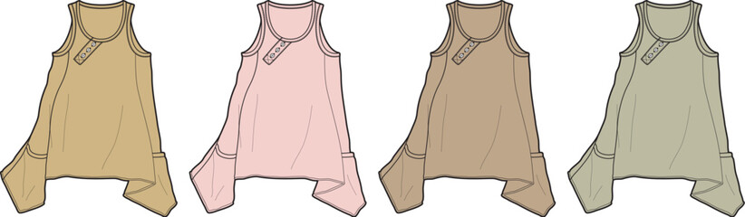 Varied Styles Fluid Sleeveless Top Mockups for Apparel Design and Garment Presentation