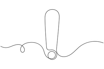 Caution danger sign continuous one line drawing on white background minimalist warning and risk icon outline vector illustration