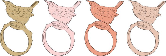 Abstract Line Art Organic Forms with Textured Surfaces in Muted Colors