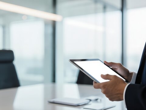 A high-key photograph showing a segment of a modern, clean office environment