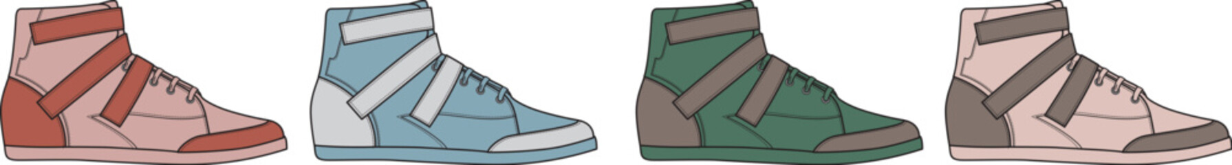 Colorful High-Top Sneaker Collection Fashionable Footwear Variety