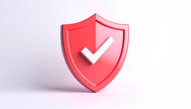 Green circle shield protection icon with a check mark symbol for web design element