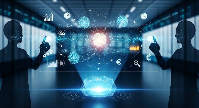 Futuristic Technology Interface - Data Analysis and Global Connectivity.