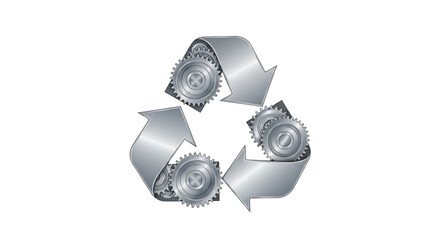Advanced Industrial Recycling Process with Mechanical Gears and Circular Arrows Illustration