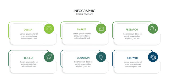 Creative concept for infographic with 6 steps, options, parts or processes. Business data visualization.