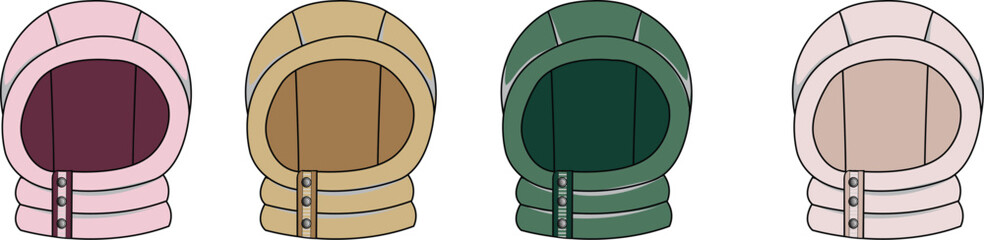 Colorful Padded Winter Coats Warm Apparel Vector Illustration