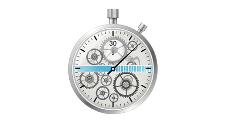 Advanced Mechanical Stopwatch with Exposed Gears and Precision Timing Progress Bar Illustration