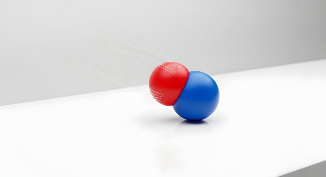 Stock photo of molecule structure model with red and blue atoms for science and educational use - Powered by Adobe