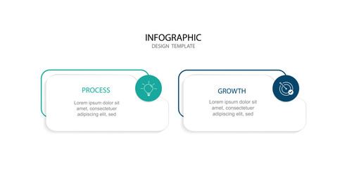 Creative concept for infographic with 2 steps, options, parts or processes. Business data visualization.