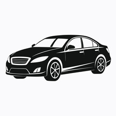 Modern Sedan Car Silhouette — Vehicle Transportation Icon Vector