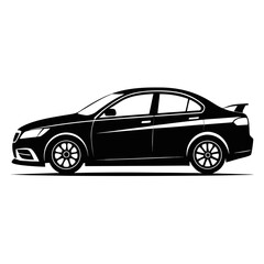 Obraz premium Modern Sedan Car Silhouette — Vehicle Transportation Icon Vector