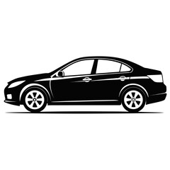 Modern Sedan Car Silhouette — Vehicle Transportation Icon Vector
