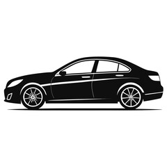 Modern Sedan Car Silhouette — Vehicle Transportation Icon Vector