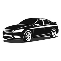Modern Sedan Car Silhouette — Vehicle Transportation Icon Vector