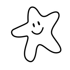 Hand-Drawn Smiling Starfish Doodle - Happy Starfish Doodle