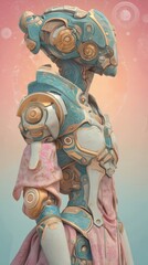 Una impresionante escultura de un guardi&aacute;n rob&oacute;tico con detalles intrincados y un dise&ntilde;o elegante.